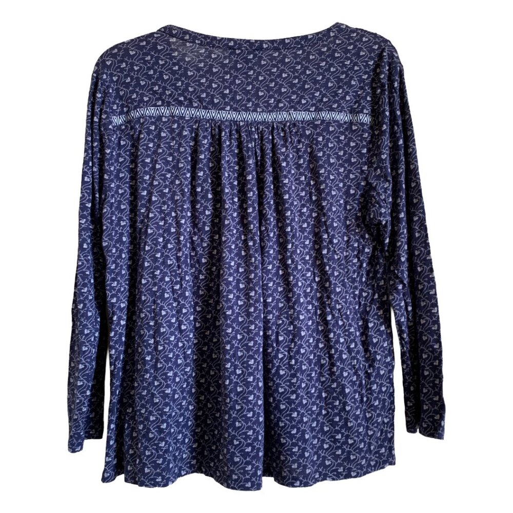 LUCKY BRAND Womens' Purple Embroidered Split Neck 3/4 Sleeve Peasant Top L - Picture 4 of 7